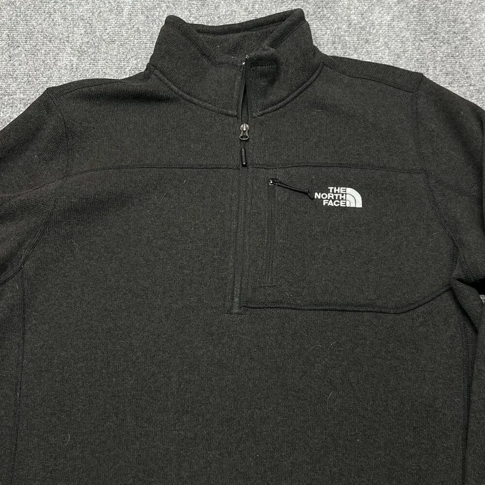 The North Face Fleece Pullover Mens Large Black 1/4 Zip Long Sleeve Shirt Hiking